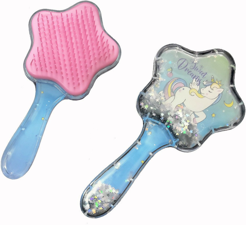 Shoppernation Fancy Unicorn Star Design Kids Hair Brush Hair Comb Small Hair Comb