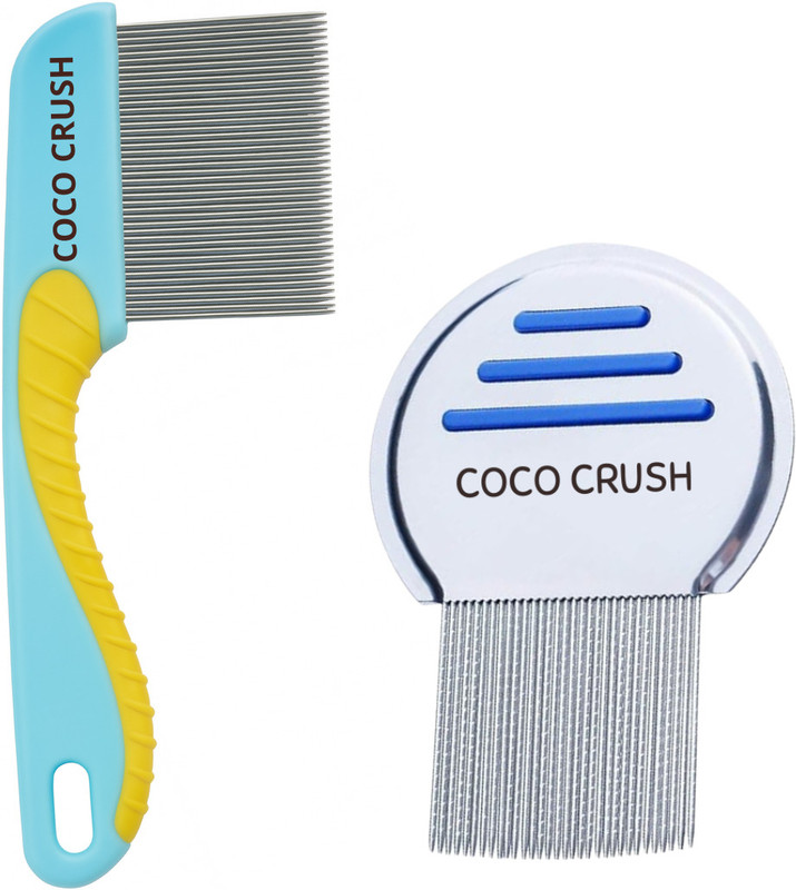 COCO CRUSH Stainless Steel Lice Nit Removal & Long Handle Dandruff Comb for Scalp Hair Care