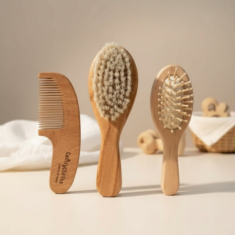 Comfy Cheeks Wooden Comb & Brush Set