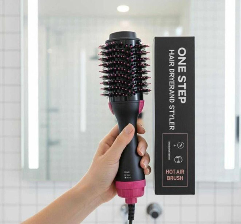 Dude One Step Hair Dryer Hot Air Brush Blow Dryer Hair Dryer Hair Dryer Hair Curler(BLACK PINK)