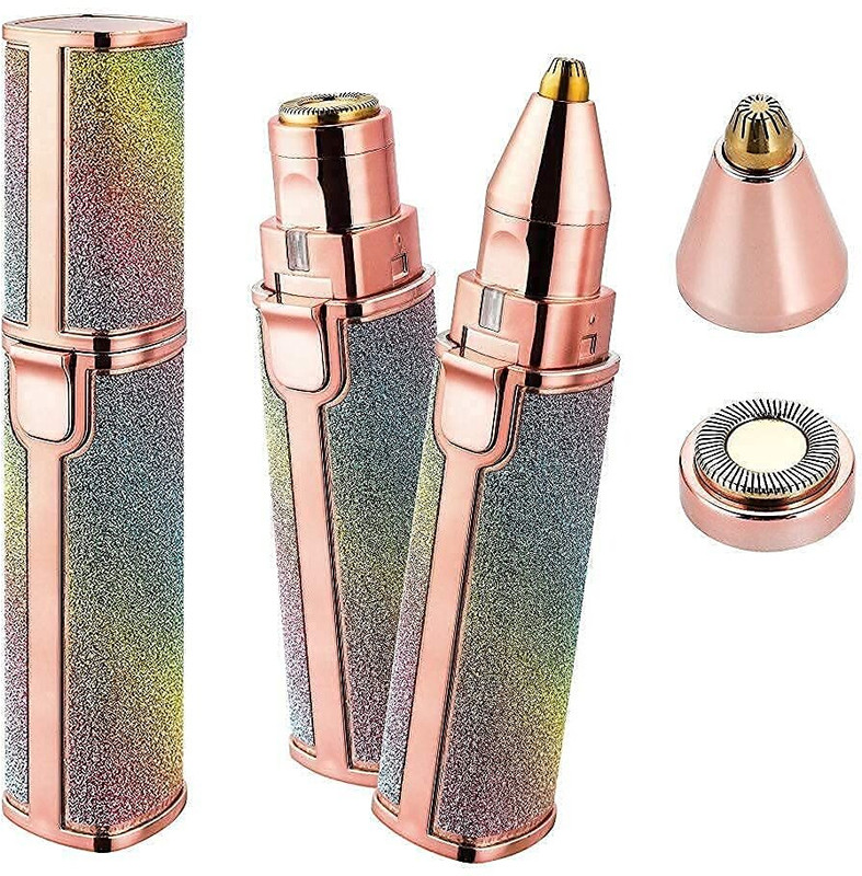 NKK TRADERS Rechargeable Eyebrow Trimmer & Facial Hair Remover 2 in 1 Painless Trimmer Hair Curler(Rose Gold)