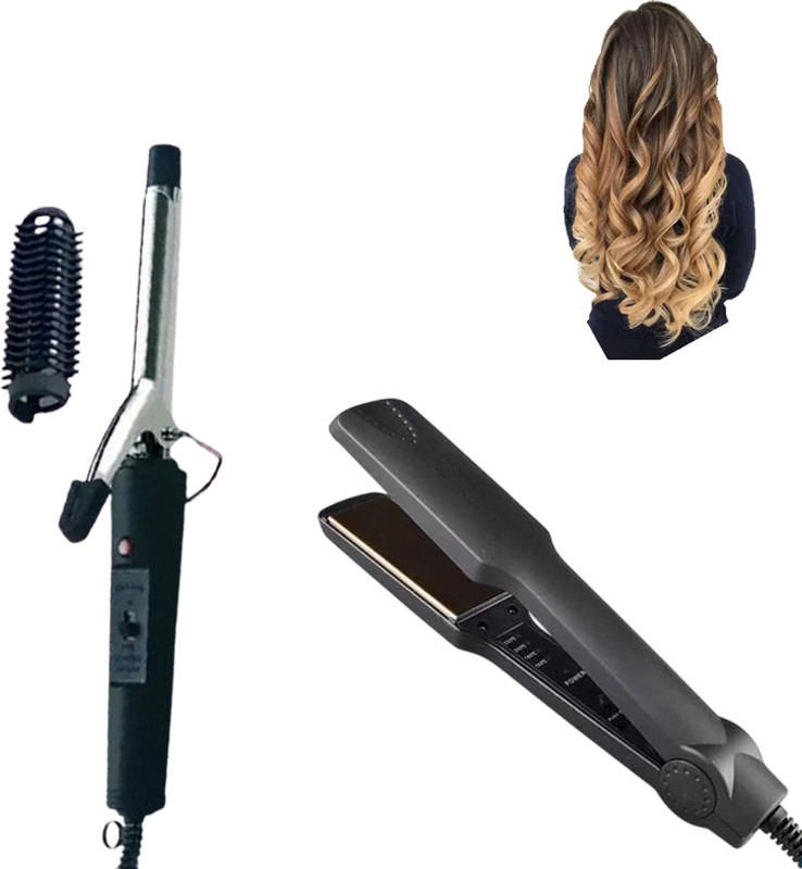 CRICSHOW Combo 471B Hair Curler Roller And KM-329 Hair Straightener Hair Curler(Black)