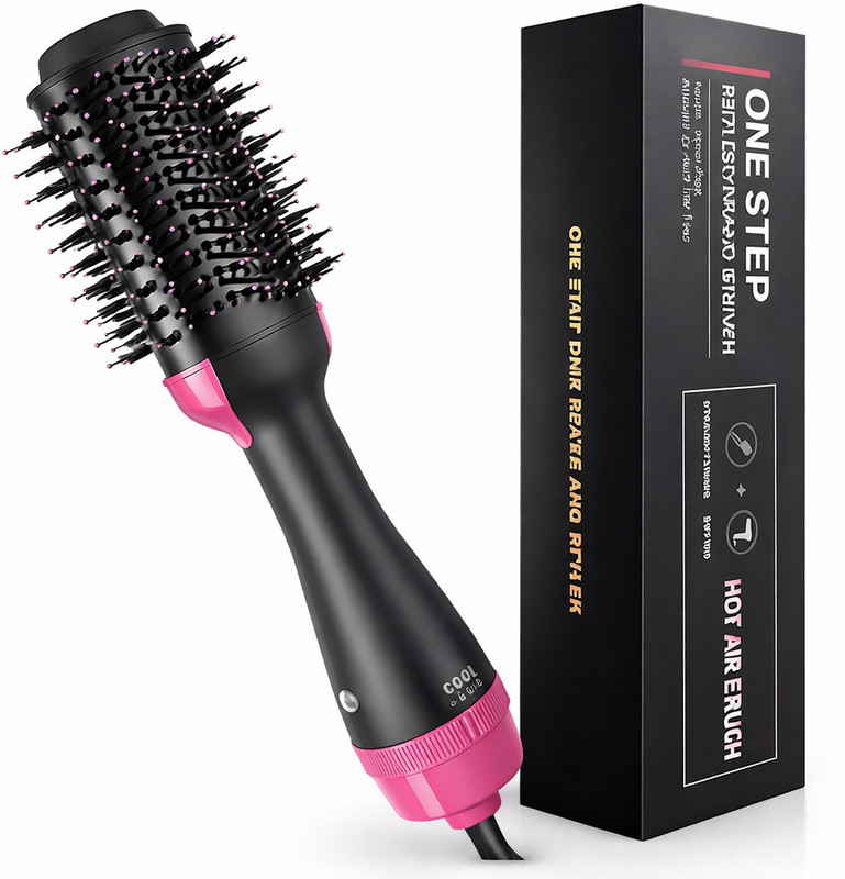 BEST BOOST Blow Dryer Brush, Large Ion Brush, Drying Straightening Curling Hair Curler(BLACK PINK)