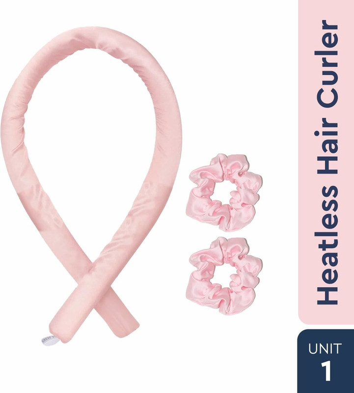 GUBB Heat Free Hair Curler for Long Lasting Curls with 2 Satin Scrunchies | Heatless Hair Curler(Light Pink)