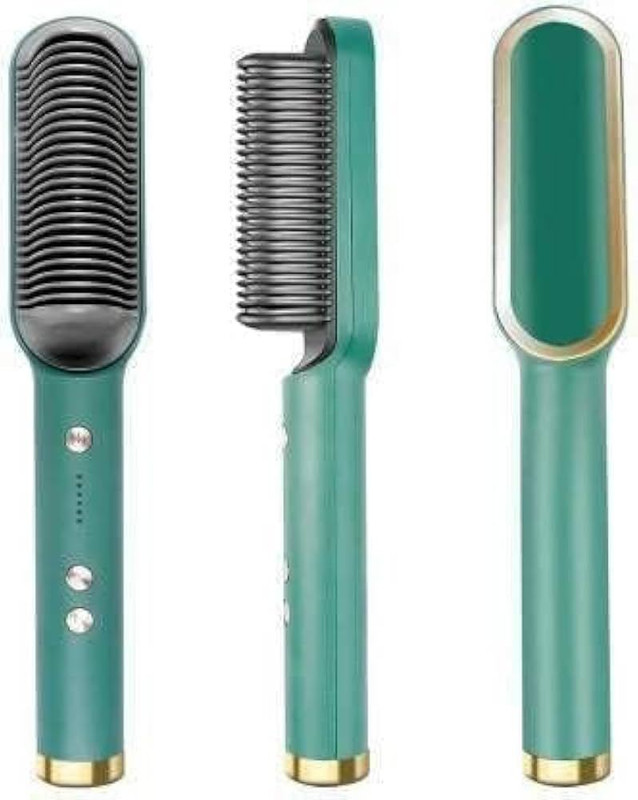 WEVNIXA Electric Hair Straightener Comb Brush For Women, Girls And Hair Straightening Hair Curler(Green)