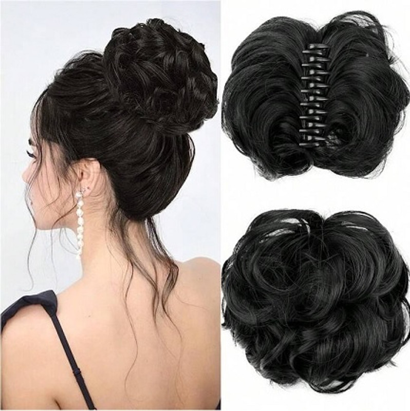 El Cabell Extension Ruffle Juda With Clutcher For Women And Girls (Black) Hair Extension