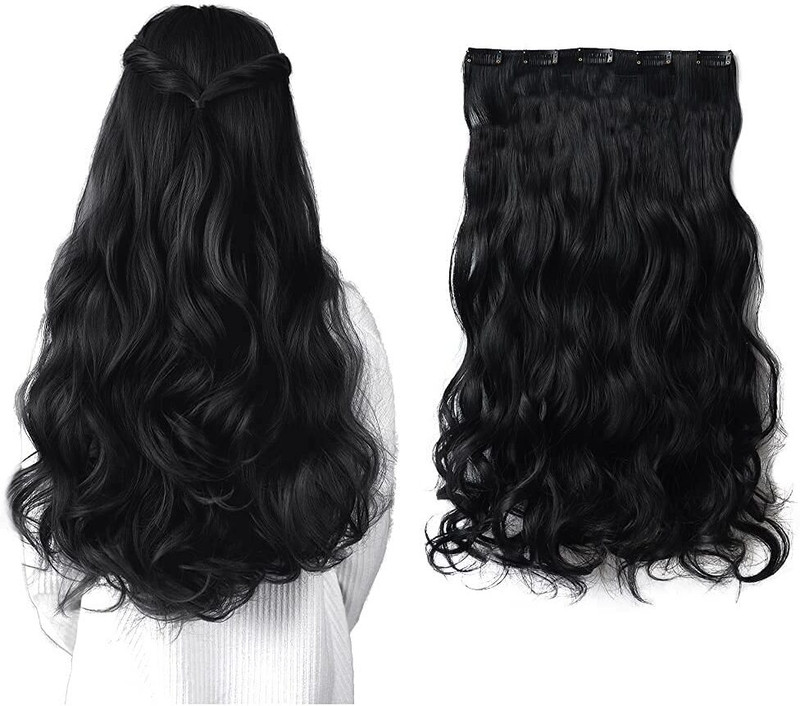 VIVIAN Black Clip in Wavy Hair Extension