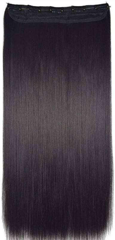 GadinFashion 5 Clip Straight Synthetic Extensions For Women/Girls/Wedding Accessories (Natural Black, 26 Inches) Hair Extension