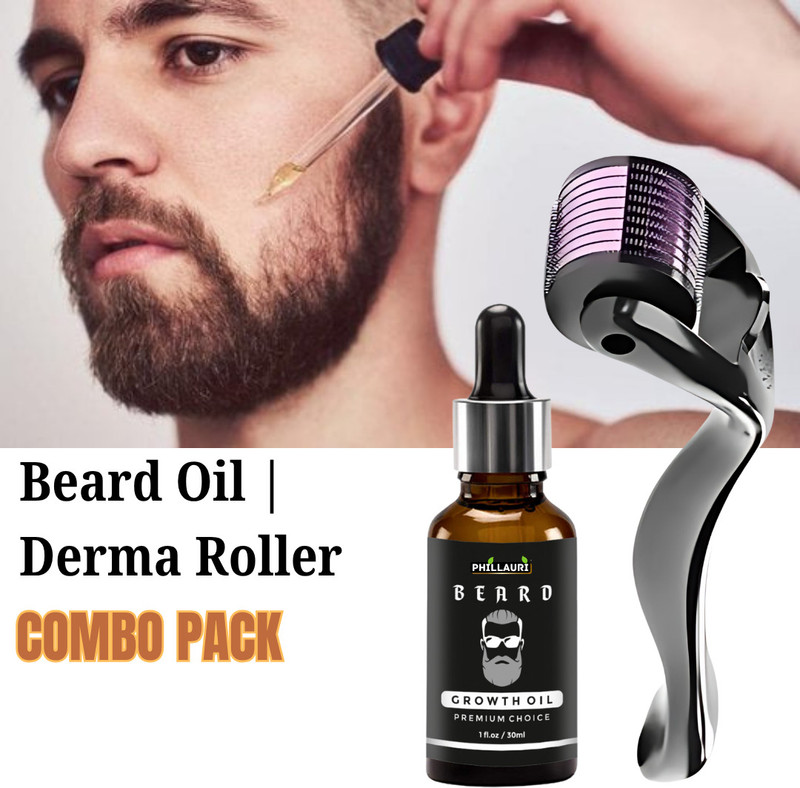 Phillauri Growth & Moustache Hair Growth Oil for Men | With Derma Roller 0.5mm Hair Oil(60 ml)
