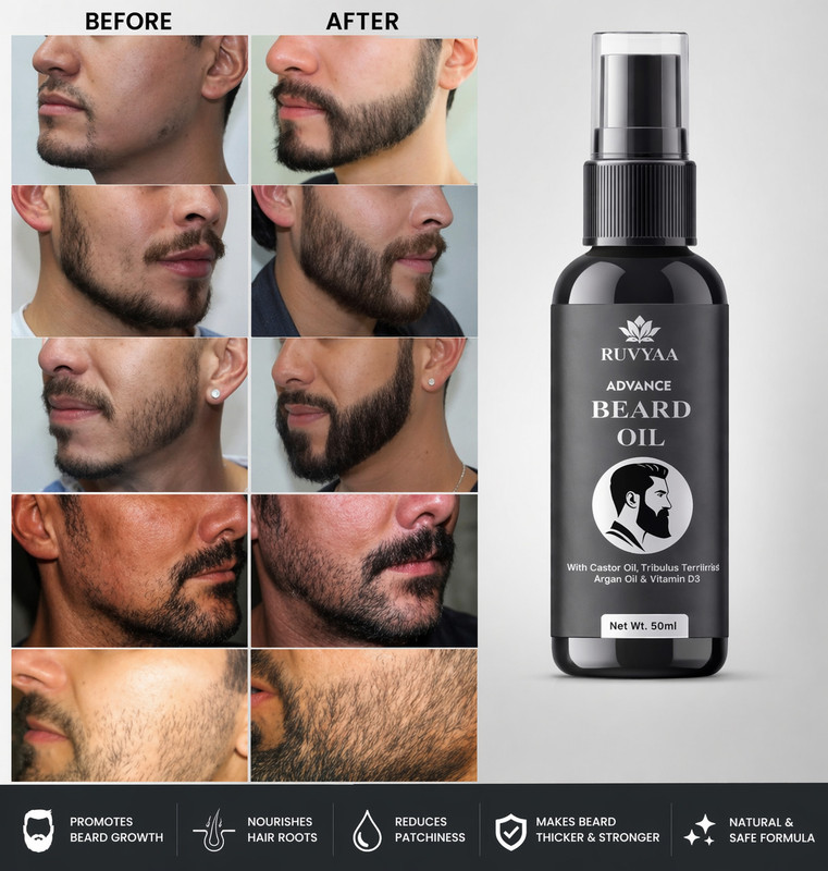 RUVYAA Advance Beard Nourishing Oil Men Beard Growth & Beard Repair Oil Castor Hair Oil(50 g)