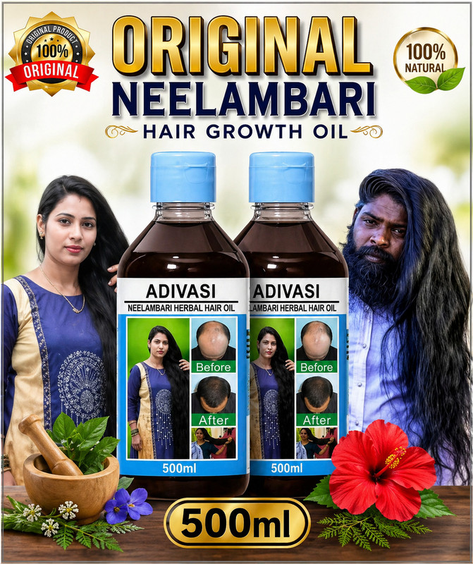 adivasi neelambari 100% Herbal Formula for Long & Strong Hair | Reduces Hair Fall 500ML Hair Oil(500 ml)