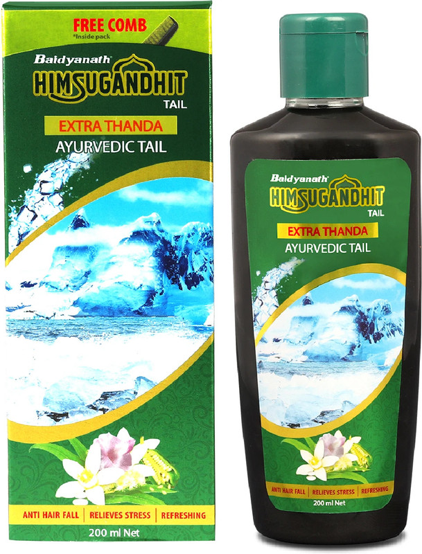 Baidyanath Himsugandhit Tail- An Extra Thanda Ayurvedic Oil | Provide relief from daily mental and physical stress | Enriched with Bhringraj, Brahmi, Amla and 6 other powerful herbs | Hair Oil(200 ml)