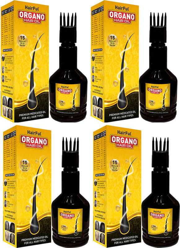 HairFul Organo Hair Medicine Ayurvedic Oil | Anti Hairfall Hair Oil 480 ML(Pack of 4) Hair Oil(480 ml)