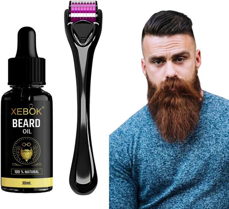 Xebok Best Beard Oil For Hair Growth and Derma Roller 0.5 mm Effective For Hair Growth Hair Oil(30 ml)