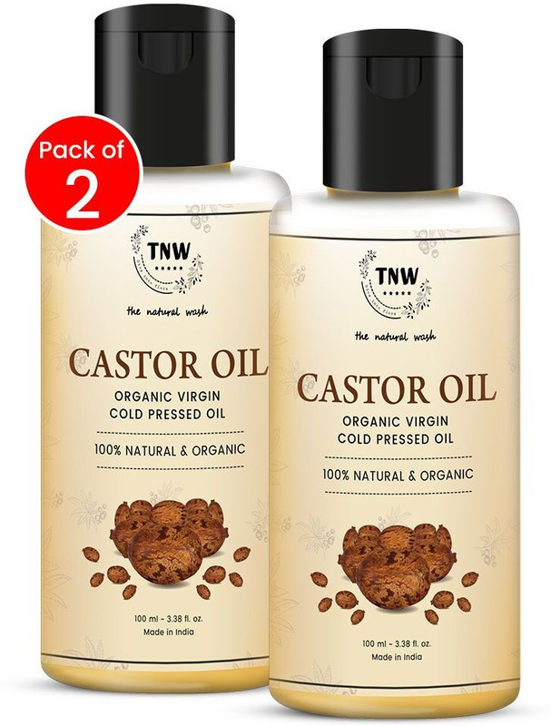 TNW - The Natural Wash Castor Oil Organic Virgin Cold Pressed Oil 100% Natural & Organic Pack of 2 Hair Oil(200 ml)
