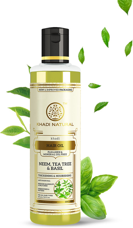 KHADI NATURAL Neem Teatree & Basil Hair Oil Paraben Mineral Oil Free for Anti-Hair Fall. Hair Oil(210 ml)