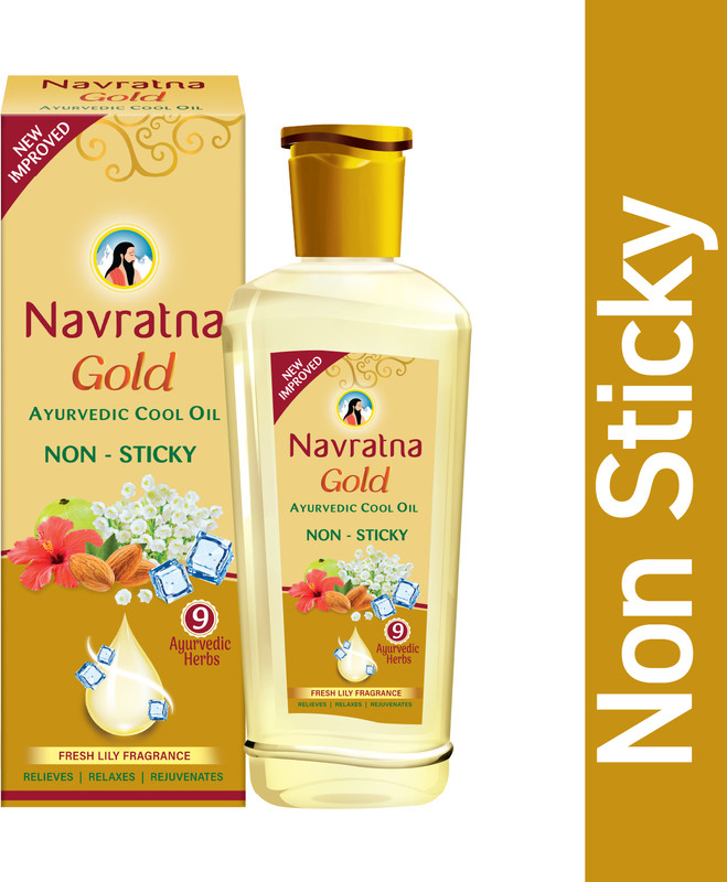 Navratna Gold Ayurvedic Oil|Non Sticky & Non Greasy|With Almonds & 9 Herbs. Hair Oil(300 ml)