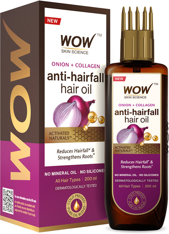 WOW SKIN SCIENCE Onion Oil - Black Seed Onion Hair Oil - WITH COMB APPLICATOR - Controls Hair Fall - NO Mineral Oil, Silicones, Cooking Oil & Synthetic Fragrance - 200 ml Hair Oil(200 ml)