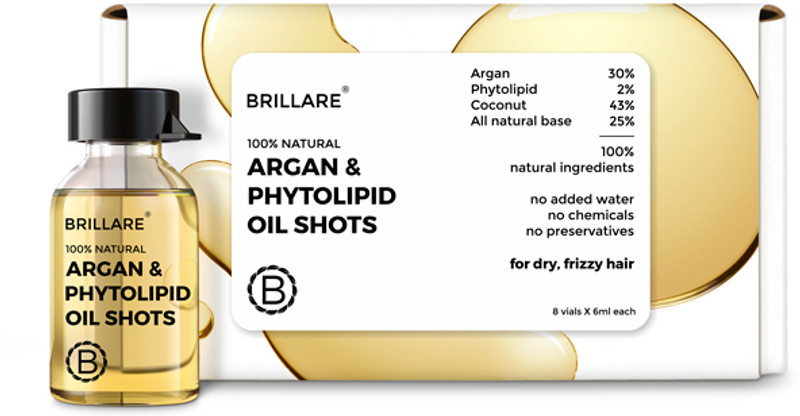 BRILLARE Argan Hair Oil, Phytolipid & Coconut Hair Oil Shots, Dry & Frizzy Hair Hair Oil(48 ml)