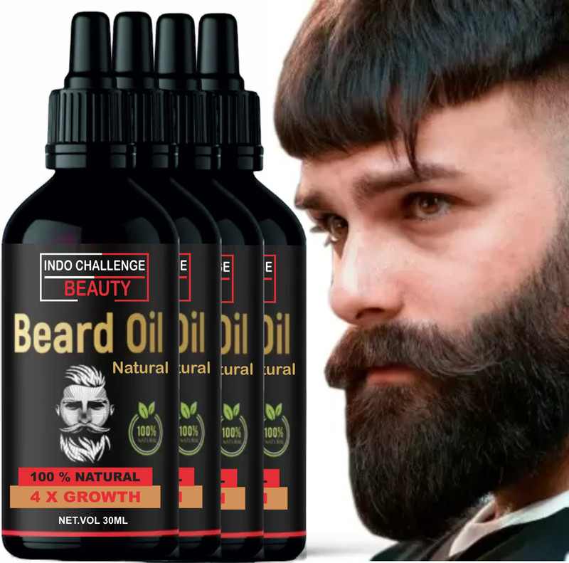 INDO CHALLENGE 4 x Faster Beard Growth oil with 100% Natural Ingredients Based Hair Oil(120 ml)