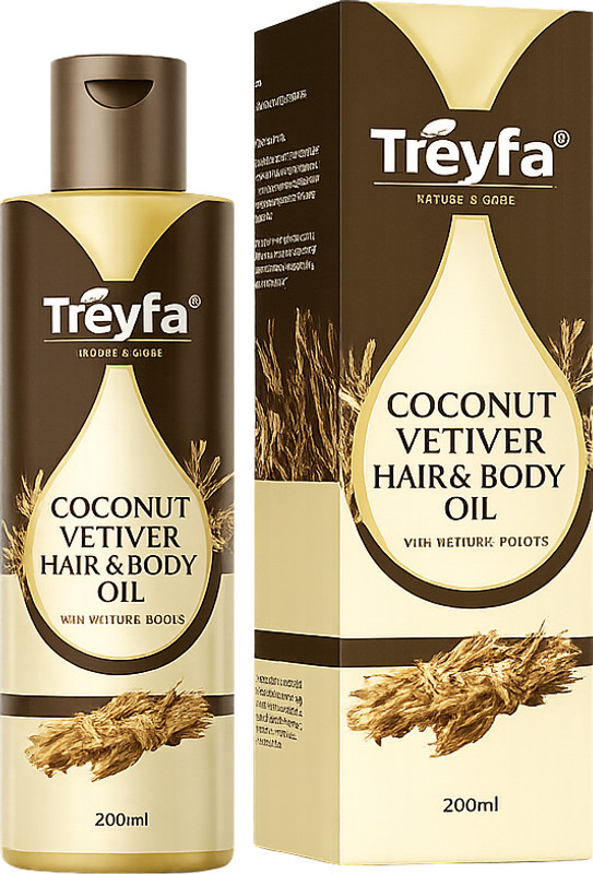 TREYFA Virgin Vetiver Hair, body & face coconut oil for Hair, skin & Body care, Hair Oil(200 ml)