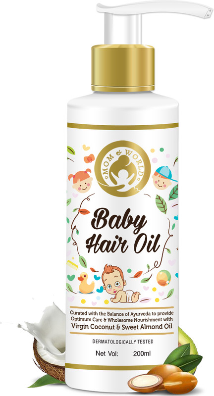 Mom & World Baby Hair Oil With Organic & ColdPressed Natural Oil for Kids Hair Oil(200 ml)