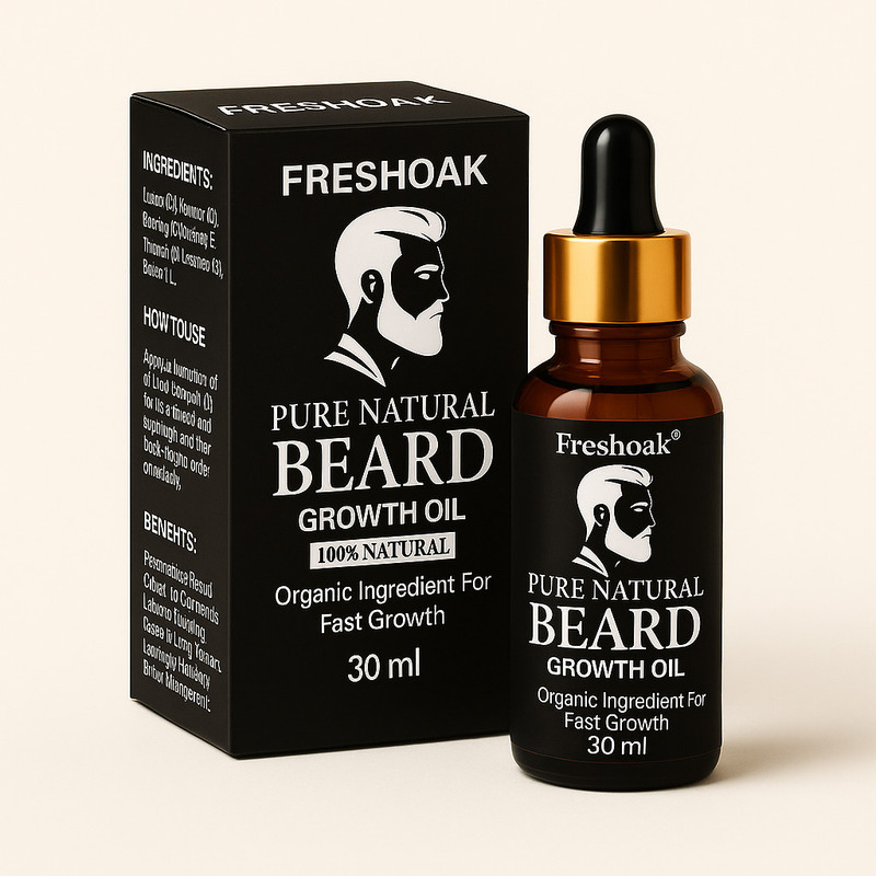 freshoak Beard oil and Moustache Oil For Men 30ml | 100% Natural & Effective Hair Oil(30 ml)