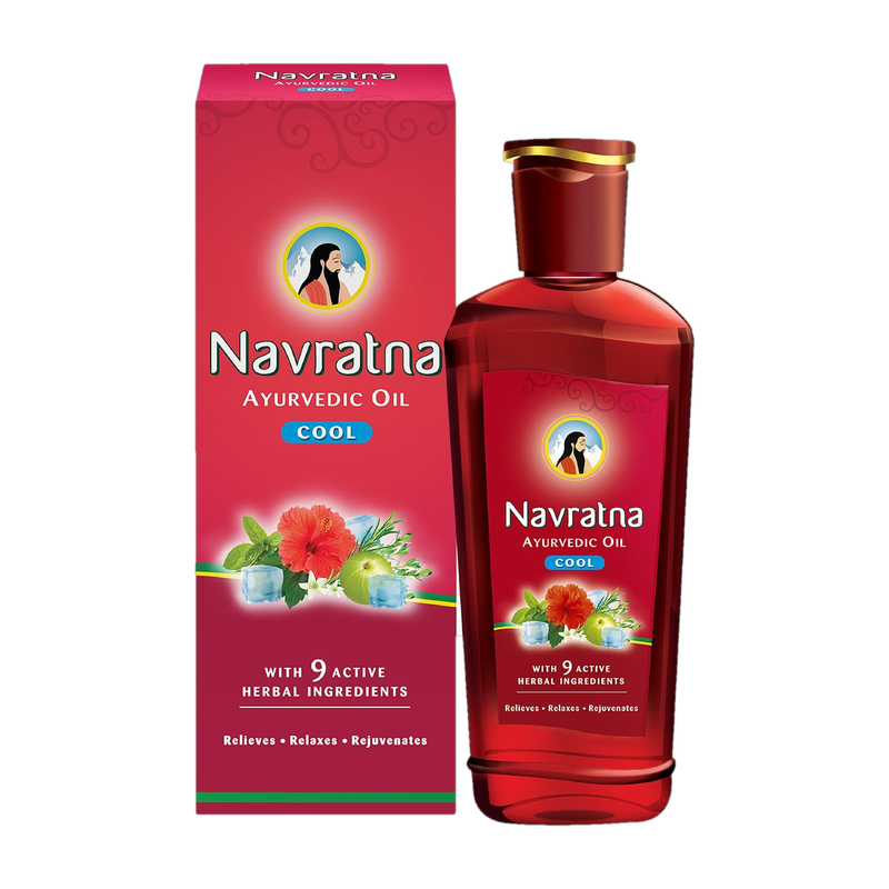 Navratna Ayurvedic Cool OilWith 9 Ayurvedic Herbs Relieves Headache, Fatigue Hair Oil(600 ml)