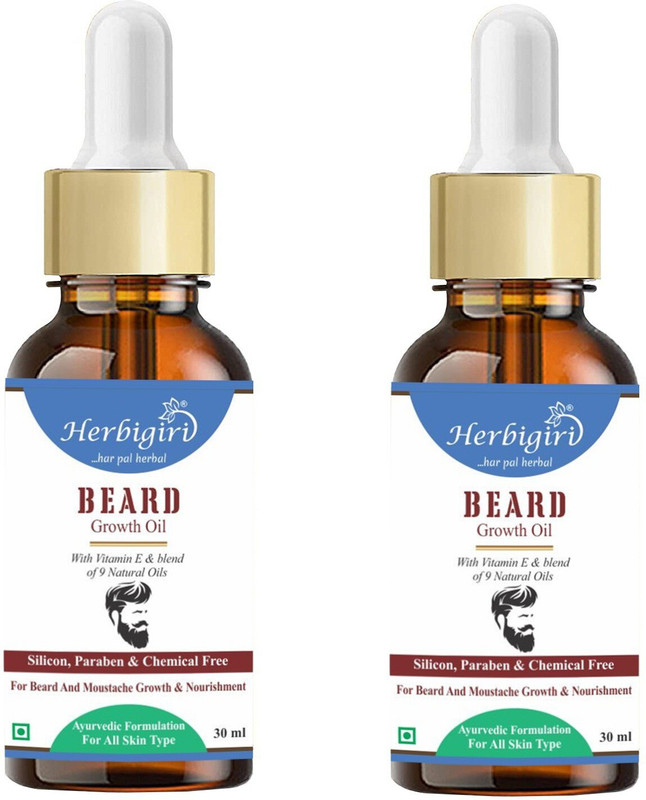 Herbigiri Beard Oil For Men infused with Cedarwood for Beard & Moustache Growth & Nourishment, 30 ml (Pack of 2) Hair Oil(60 ml)