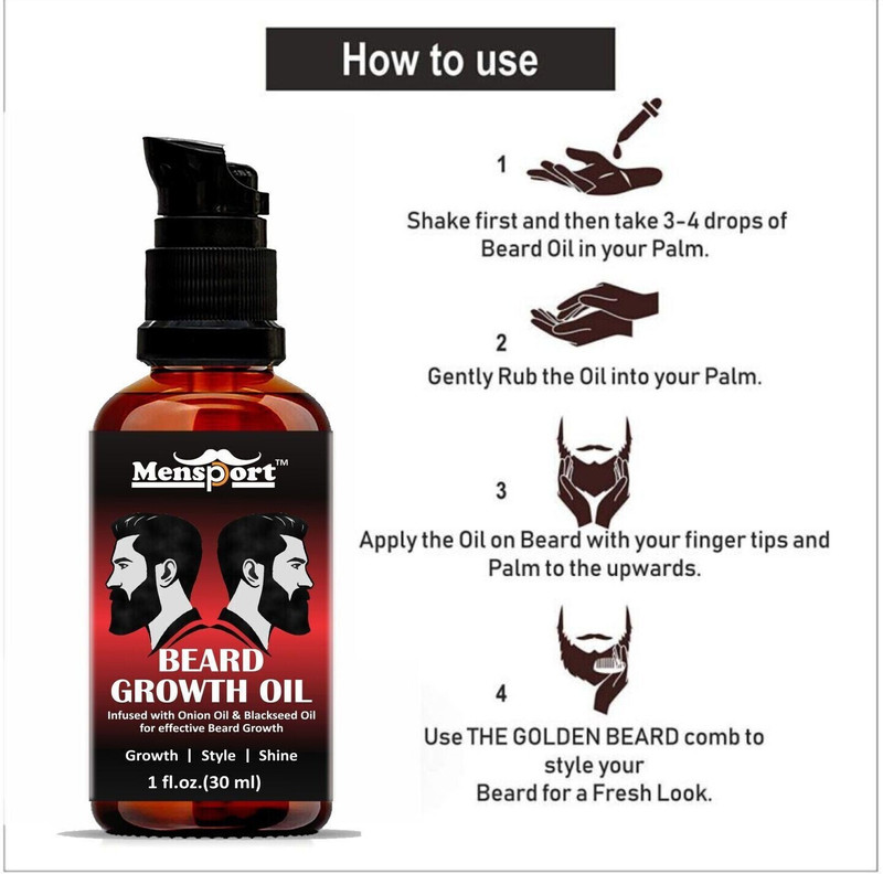 Mensport Beard Growth Oil - Blend of Premium Oils For Beard Growth & Nourishment(30 ml) Hair Oil(30 ml)