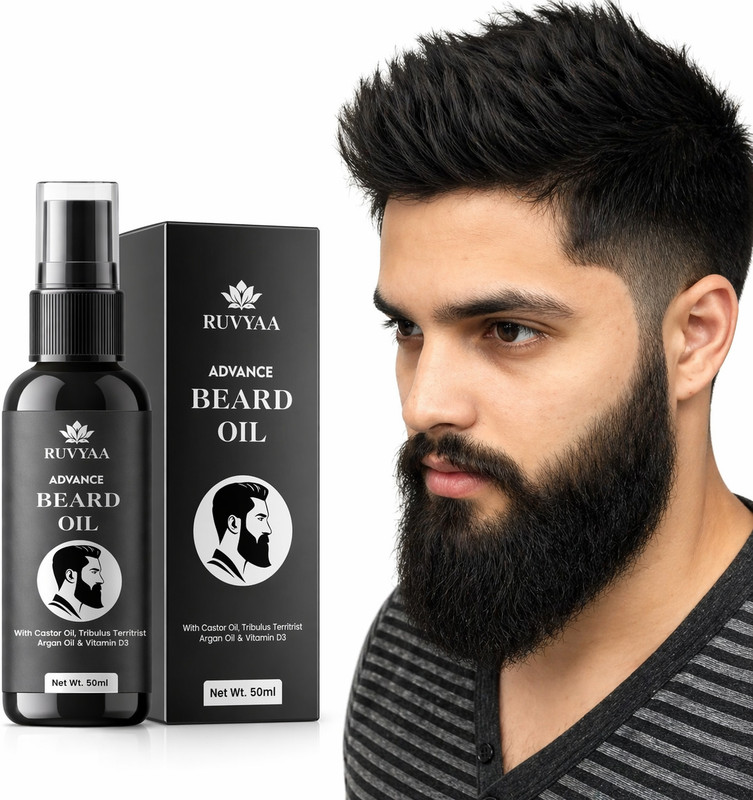 RUVYAA Premium Beard Oil for Men | Beard Growth & Beard Softening Oil with Natural Oils Hair Oil(50 ml)