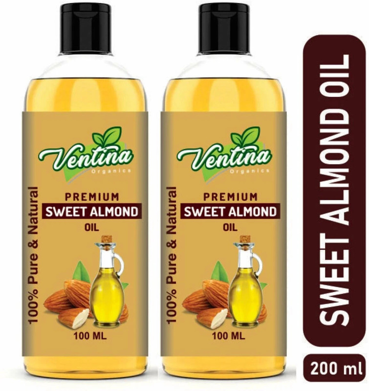 Ventina Organics Pure Cold Pressed Sweet Almond Oil for Skin & Hair Oil(200 ml)
