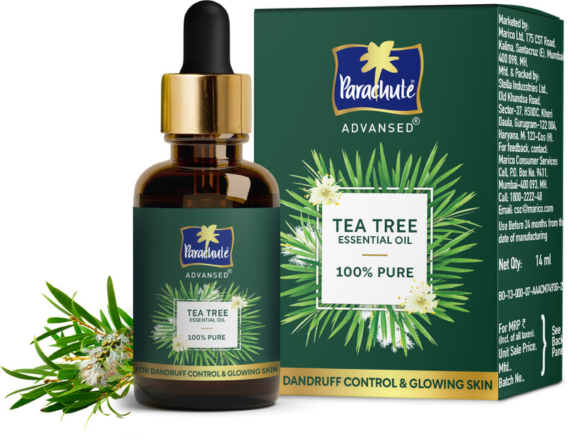 Parachute Advansed Tea Tree Essential Oil | 100% Pure| for Dandruff Control & Glowing Skin Hair Oil(14 ml)