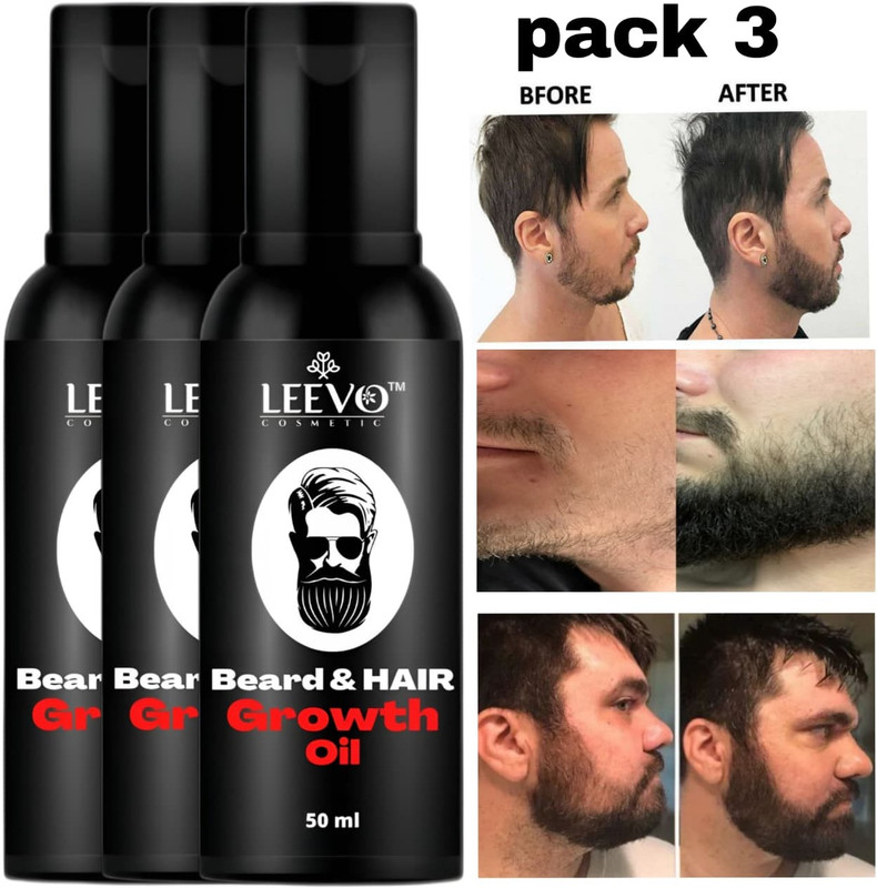 LEEVO Natural Beard Growth Oil for Men with Essential Oils for Strong, Healthy Beard Hair Oil(60 ml)
