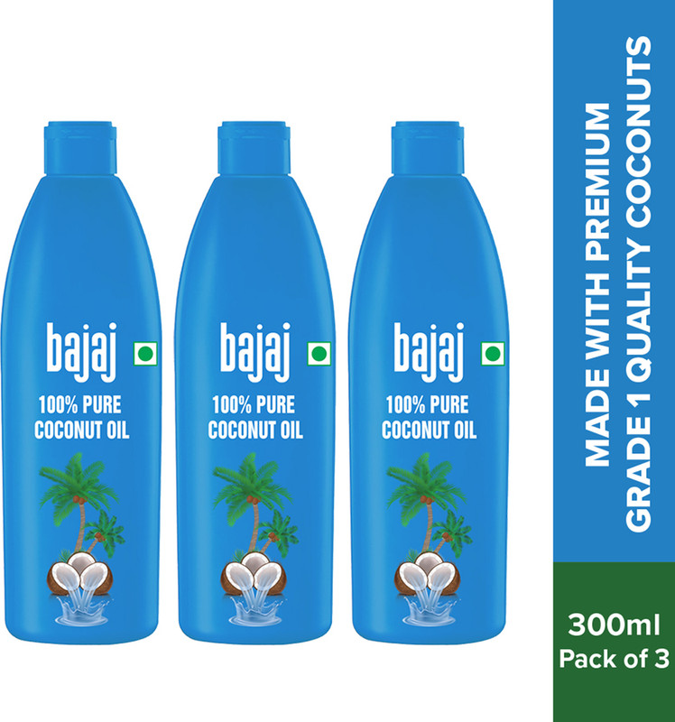 BAJAJ 100% Pure Coconut Oil 300ml, Made with Premium Grade 1 Quality Hair Oil(900 ml)