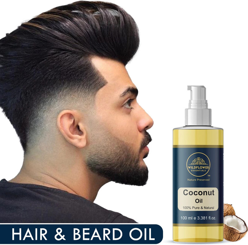 Wildflower essentials 100% Pure & Natural Coconut Oil Grow Thick and Fuller Beard Hair Oil(100 ml)