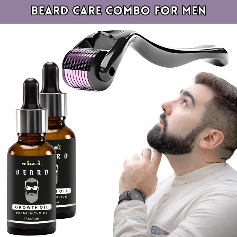 Phillauri Growth & Moustache Hair Growth Oil for Men | With Derma Roller 0.5mm Hair Oil(60 ml)
