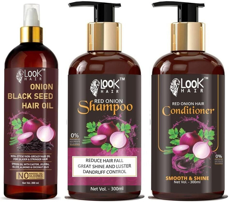 look hair Onion Black Seed Oil & Onion Shampoo Hair Oil(800 ml)