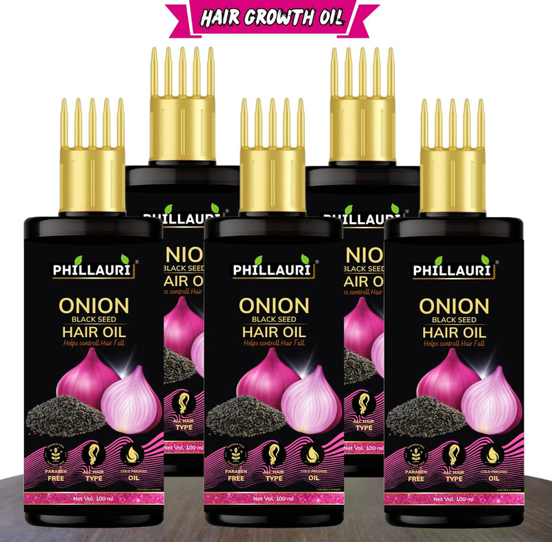 Phillauri Onion Oil for Hair Regrowth Aryuvedic Hair Oil 100ml (Pack of 5) Hair Oil(500 ml)
