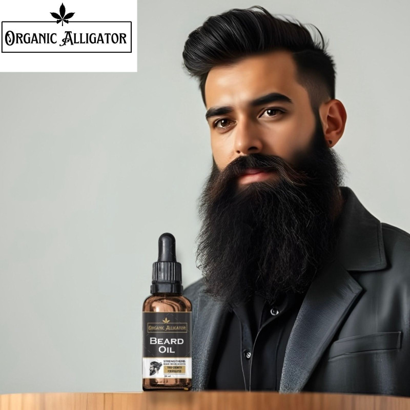 ORGANIC ALLIGATOR Premium beard oil for optimum growth / scientifically proven Hair Oil(30 ml)