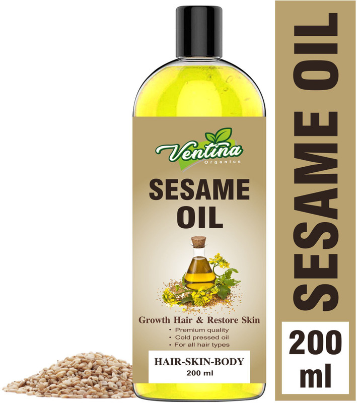 Ventina Organics Sesame Carrier Oil for Skin & Hair Growth, Pure, Natural & Cold Pressed Hair Oil(200 ml)