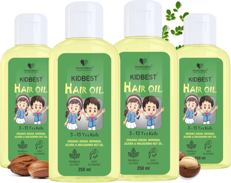 HealthBest Kidbest Hair Oil for 3-13 Years Kids | Each 250ml (Pack of 4) Hair Oil(1000 ml)