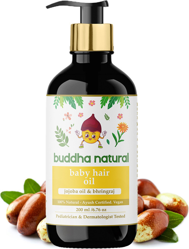 buddha natural Baby Hair Oil with Handle Neem Comb - 100% Ayush Certified - Wood Pressed Oils Hair Oil(150 ml)