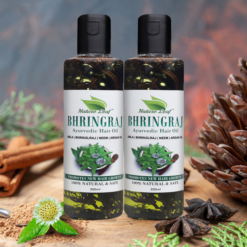 nature leaf Bhringraj Ayurvedic Hair Oil For Hair Loss & Dandruff Hair Oil(400 ml)