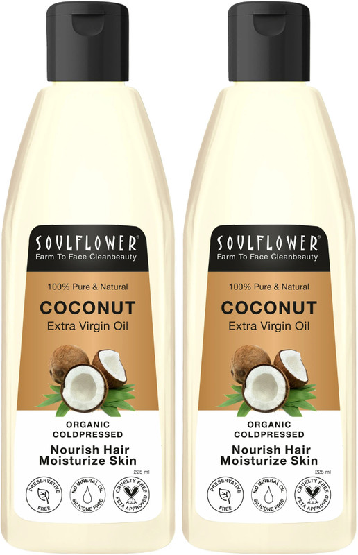 Soulflower Cold Pressed Coconut Oil: Nourish & Hydrate Hair & Skin Hair Oil(450 ml)