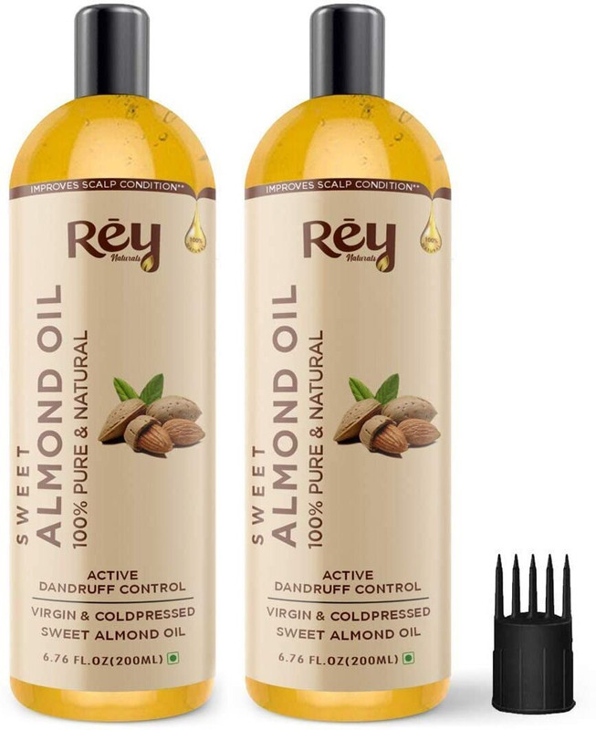 Rey Naturals Almond Hair Oil 100% Pure (Badam Oil) Virgin & Cold Pressed for Hair & Skin Hair Oil(200 ml)