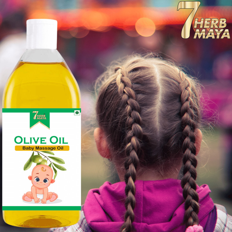 7Herbmaya Organic Baby Olive Oil With Vitamin E & K For Moisturizing & Hydrating Dry Skin Hair Oil(100 ml)