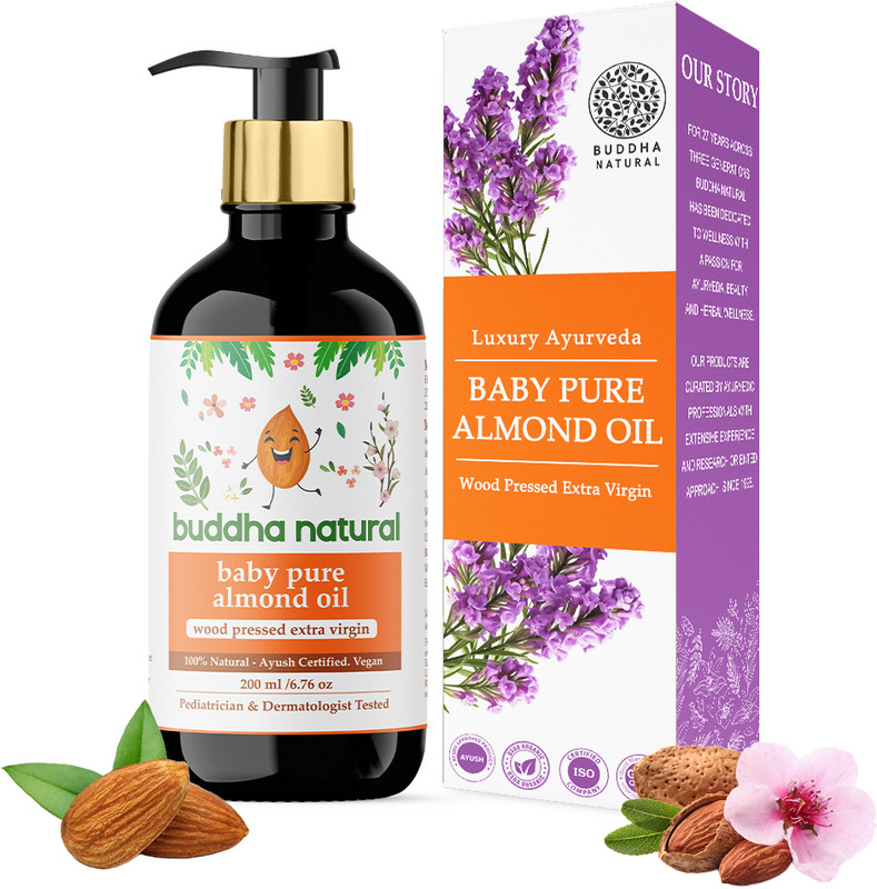 buddha natural Baby Almond Oil Extra Virgin Wood Pressed (150 ml) - Healthy Hair & Gentle Skin Hair Oil(150 ml)