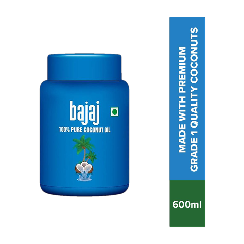 BAJAJ 100% Pure Coconut Oil Wide Mouth Jar Made with Premium Grade 1 Quality  Hair Oil(600 ml)