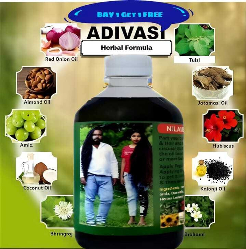 Adivasi New_Fk_BLACK HAIR OIL hair dandruf reetha hair GROWTH 500ML ( PACK OF 2 ) Hair Oil(500 ml)